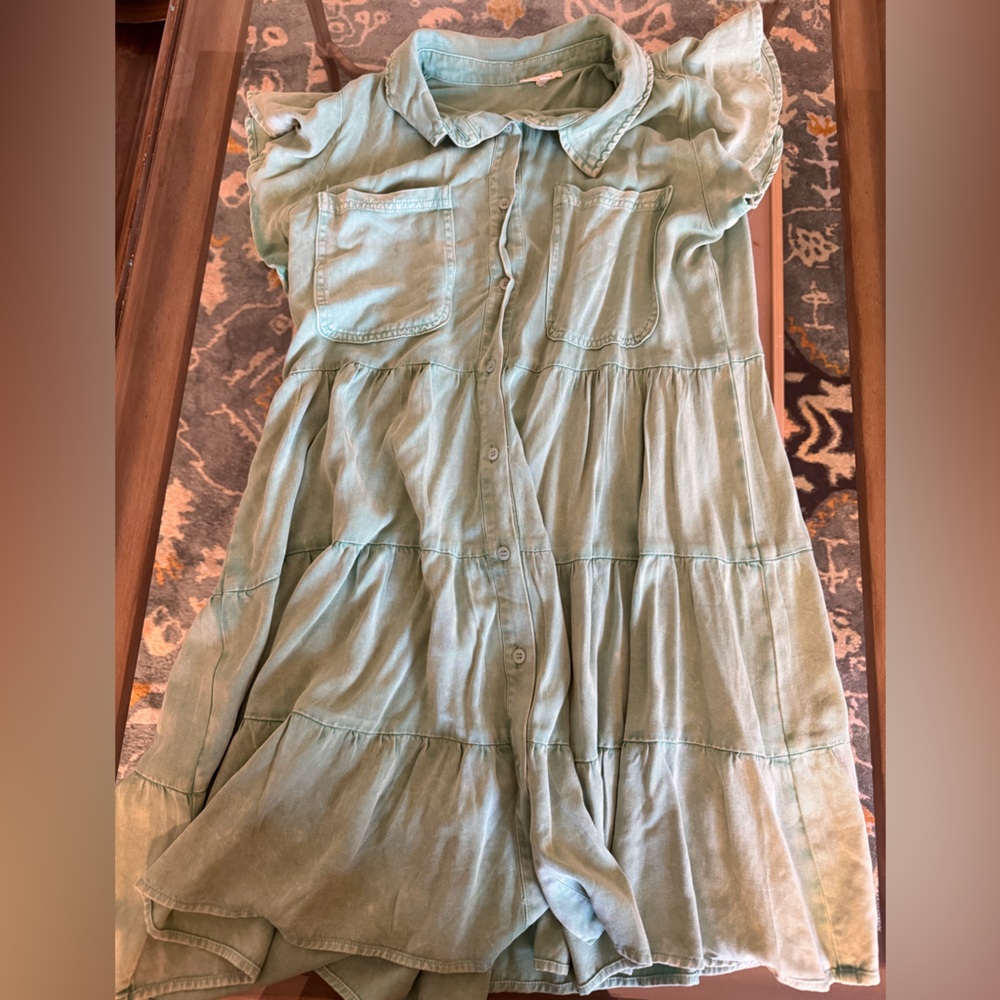 JODIFL Mint Green Button-Front A-Line Skirt